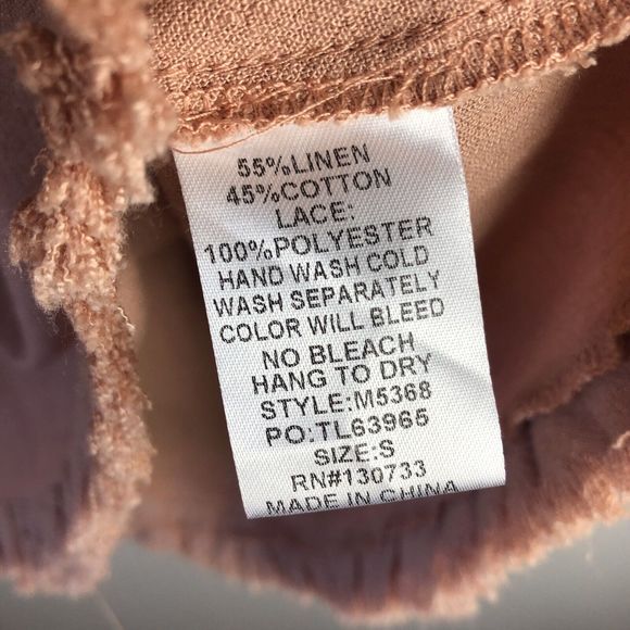 Umgee Top Womens S Eyelet Crochet Sleeve Tunic Blouse Raw Hem Linen Blend Boho - Picture 7 of 10